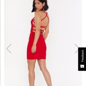 Red back strappy dress